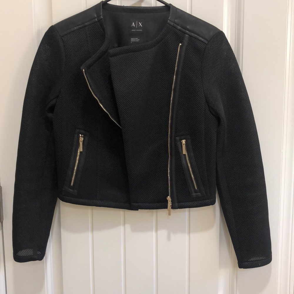Armani X-Change Mesh and Leather Jacket Size 2